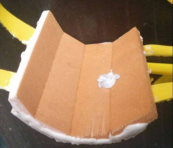 Foam mount partway through construction