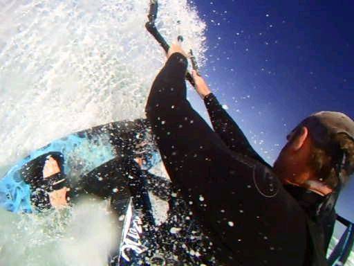 Over-the-shoulder GoPro angle while kitesurfing